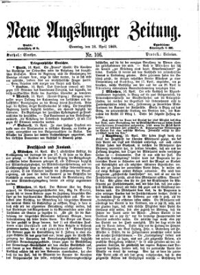 Neue Augsburger Zeitung Sonntag 18. April 1869