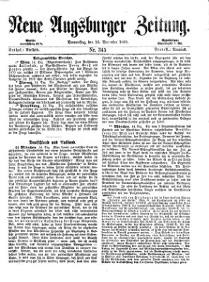Neue Augsburger Zeitung Donnerstag 16. Dezember 1869