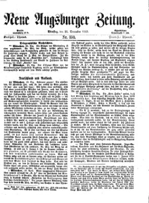 Neue Augsburger Zeitung Dienstag 21. Dezember 1869