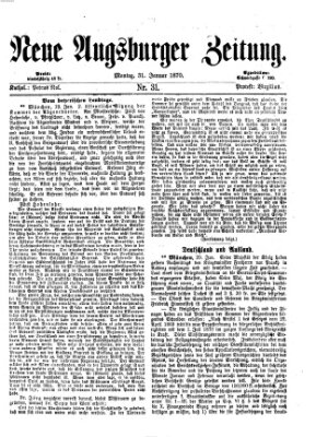Neue Augsburger Zeitung Montag 31. Januar 1870