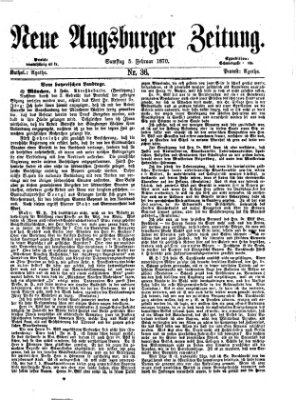 Neue Augsburger Zeitung Samstag 5. Februar 1870