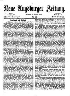 Neue Augsburger Zeitung Dienstag 22. Februar 1870