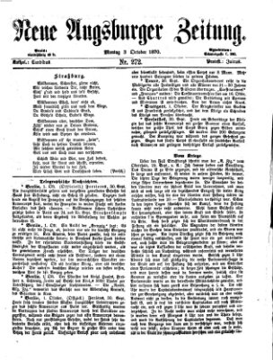 Neue Augsburger Zeitung Montag 3. Oktober 1870