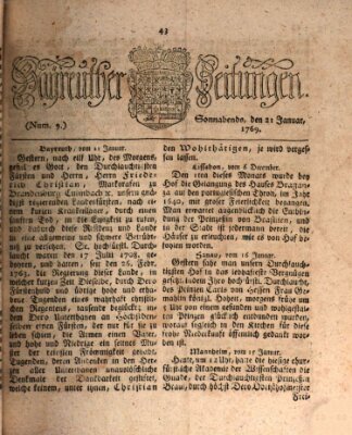 Bayreuther Zeitung Samstag 21. Januar 1769