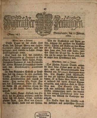 Bayreuther Zeitung Samstag 11. Februar 1769