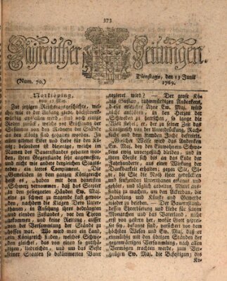 Bayreuther Zeitung Dienstag 13. Juni 1769