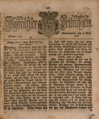 Bayreuther Zeitung Samstag 27. April 1776