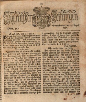 Bayreuther Zeitung Samstag 17. August 1776