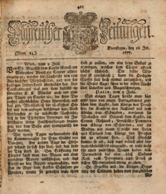 Bayreuther Zeitung Mittwoch 16. Juli 1777