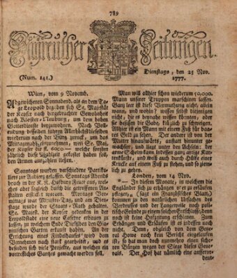 Bayreuther Zeitung Dienstag 25. November 1777