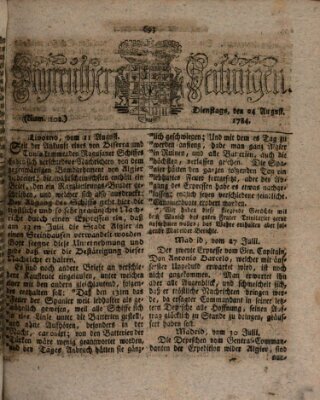 Bayreuther Zeitung Dienstag 24. August 1784