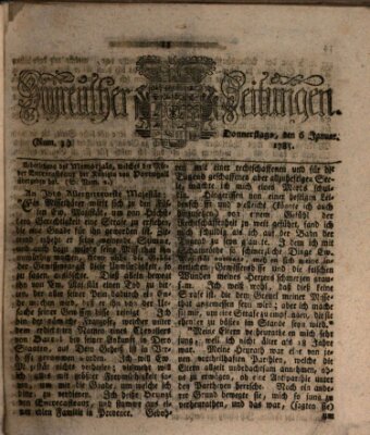 Bayreuther Zeitung Donnerstag 6. Januar 1785
