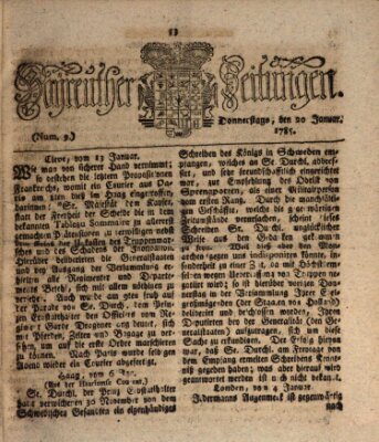 Bayreuther Zeitung Donnerstag 20. Januar 1785