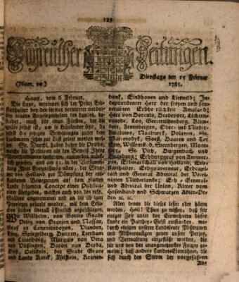 Bayreuther Zeitung Dienstag 15. Februar 1785