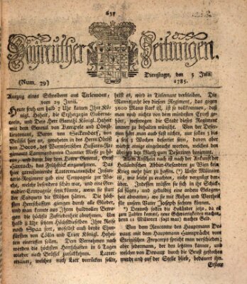 Bayreuther Zeitung Dienstag 5. Juli 1785
