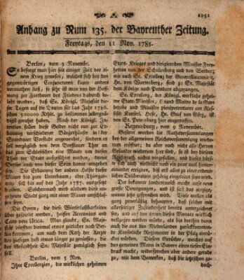 Bayreuther Zeitung Freitag 11. November 1785