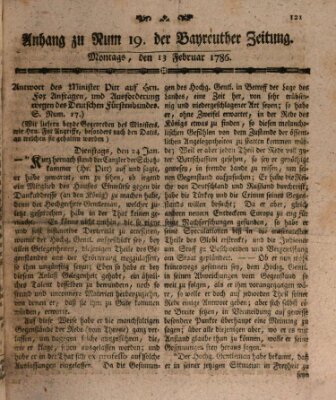 Bayreuther Zeitung Montag 13. Februar 1786