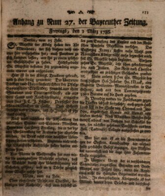 Bayreuther Zeitung Freitag 3. März 1786