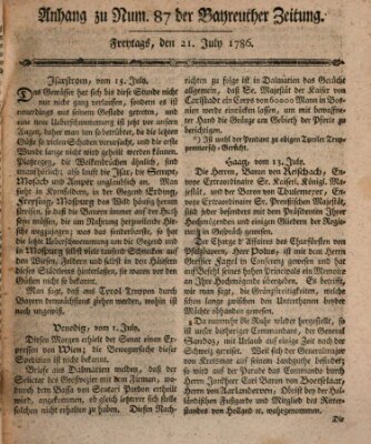 Bayreuther Zeitung Freitag 21. Juli 1786