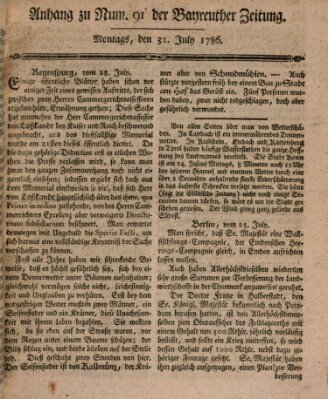 Bayreuther Zeitung Montag 31. Juli 1786