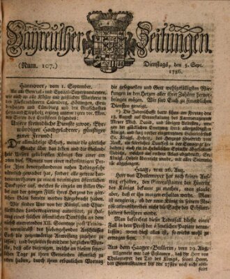 Bayreuther Zeitung Dienstag 5. September 1786