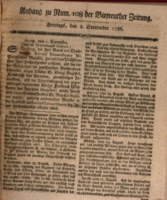 Bayreuther Zeitung Freitag 8. September 1786