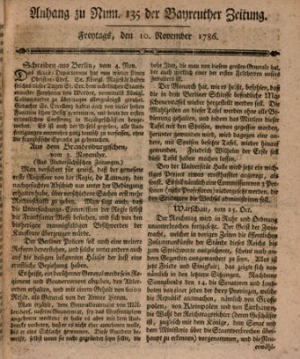 Bayreuther Zeitung Freitag 10. November 1786