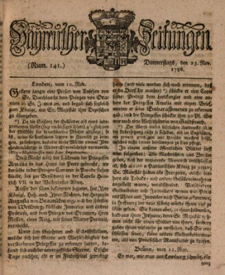 Bayreuther Zeitung Donnerstag 23. November 1786