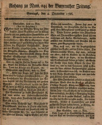 Bayreuther Zeitung Montag 4. Dezember 1786