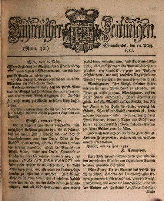 Bayreuther Zeitung Samstag 10. März 1787
