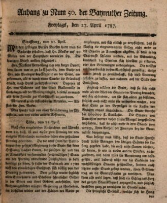 Bayreuther Zeitung Freitag 27. April 1787