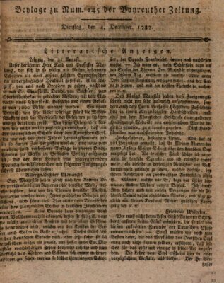 Bayreuther Zeitung Dienstag 4. Dezember 1787