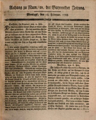 Bayreuther Zeitung Montag 18. Februar 1788