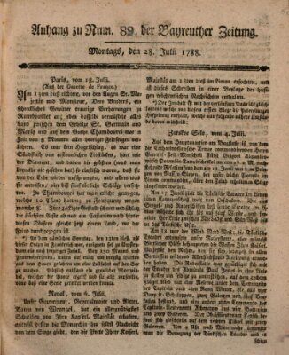 Bayreuther Zeitung Montag 28. Juli 1788