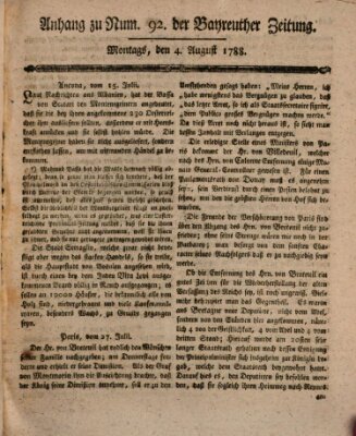 Bayreuther Zeitung Montag 4. August 1788