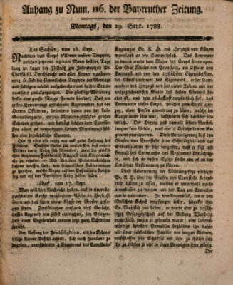 Bayreuther Zeitung Montag 29. September 1788