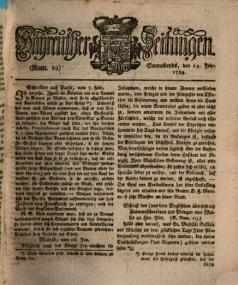 Bayreuther Zeitung Samstag 14. Februar 1789