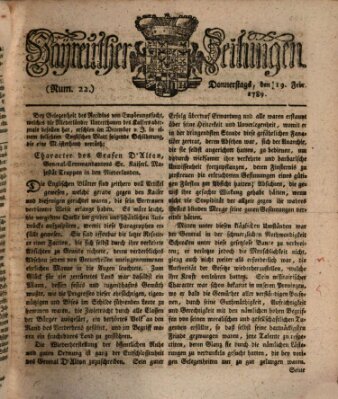 Bayreuther Zeitung Donnerstag 19. Februar 1789