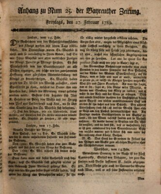 Bayreuther Zeitung Freitag 27. Februar 1789