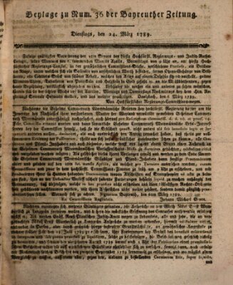 Bayreuther Zeitung Dienstag 24. März 1789