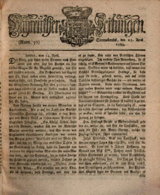 Bayreuther Zeitung Samstag 25. April 1789