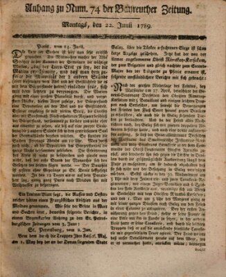 Bayreuther Zeitung Montag 22. Juni 1789