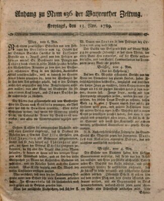 Bayreuther Zeitung Freitag 13. November 1789
