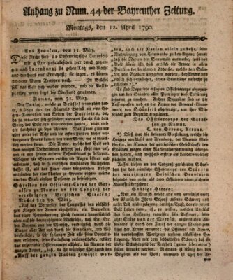 Bayreuther Zeitung Montag 12. April 1790