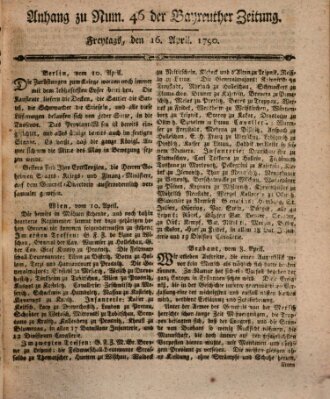 Bayreuther Zeitung Freitag 16. April 1790