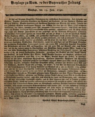 Bayreuther Zeitung Dienstag 15. Juni 1790