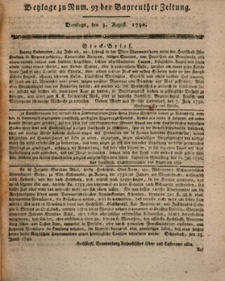 Bayreuther Zeitung Dienstag 3. August 1790