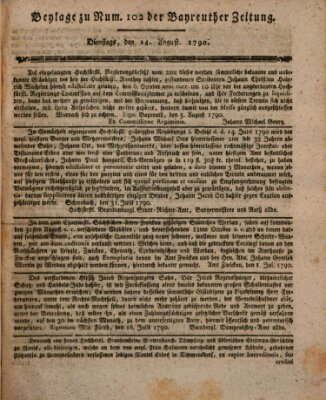 Bayreuther Zeitung Dienstag 24. August 1790