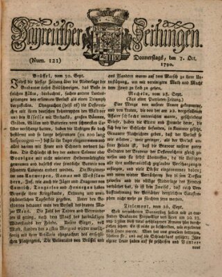 Bayreuther Zeitung Donnerstag 7. Oktober 1790