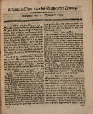 Bayreuther Zeitung Montag 22. November 1790